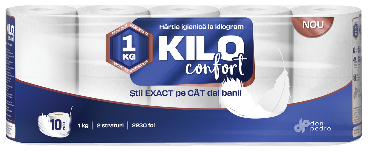 Kilo Confort Toalettpapír (2 rétegű, 10 tekercs)