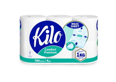 Kilo Comfort Premium Toalettpapír - Maxi Sheet (4 rétegű, 6 tekercs)